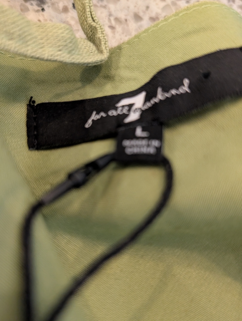 7 For All Mankind Tie-Front Peplum Blouse in Olive Green - Picture 5 of 8